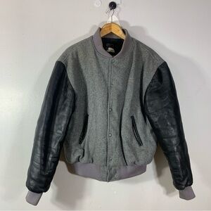 80s Hard Rock Cafe wool and leather jacket